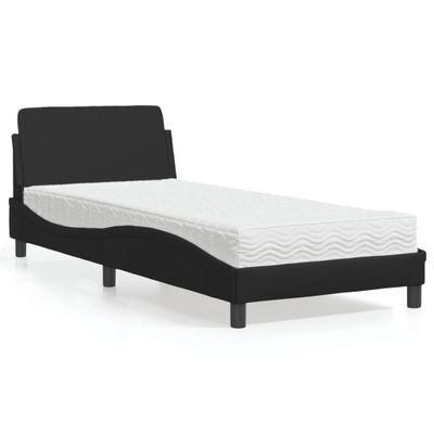 vidaXL Posteľ s matracom Dover čierna 90x190 cm umelá koža