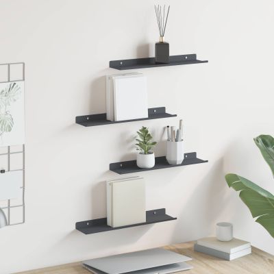 vidaXL Závesná polica Nástenný 4 pcs Antracit 40 x 8,5 x 2,5 cm Oceľ