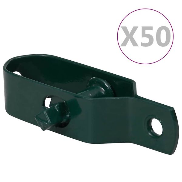 vidaXL Napináky na plot 50 ks, 100 mm, oceľ, zelené