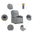 vidaXL Zdvíhacie sklápacie elektrické masážne kreslo svetlosivé látka