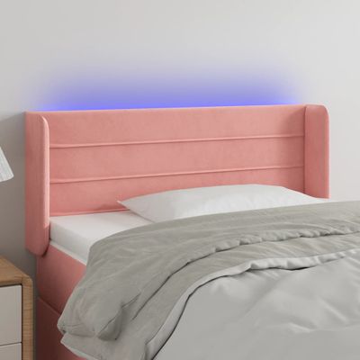 vidaXL Čelo postele s LED ružové 93x16x78/88 cm zamat