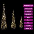 vidaXL Vianočný stromček 3 ks 90 LED Teplá biela 20 x 20 x 80 cm Ratan