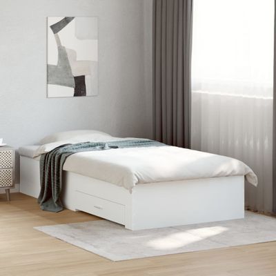 vidaXL Posteľný rám so zásuvkami biely 75x190 cm kompozitné drevo