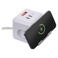 Prodlužovací kabel EMOS P0212CQ - kostka 2 m / 2 zásuvky / biely / 2×USB-A + 1×USB-C+Qi / 1,5 mm2