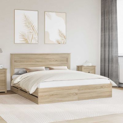 vidaXL Rám postele Sonoma dub 200 x 200 cm Inžinierske drevo