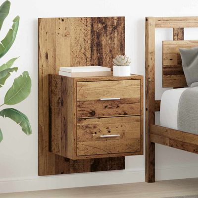 vidaXL Nástenná nočná skrinka 2 pcs Staré drevo 48,5 x 32,5 x 80 cm