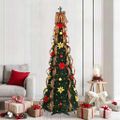 vidaXL Umelý vianočný stromček s 200 LED-i Zelená 215 cm PVC