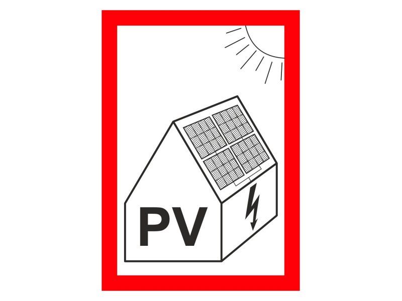 Symbol PV na fotovoltaiku 60x85 mm UV laminované - lesklé