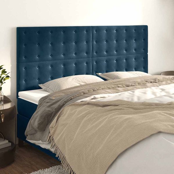 vidaXL Čelo postele tmavomodré 160x5x118/128 cm zamatové
