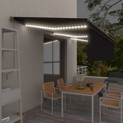 vidaXL Automatická markíza tienidlo&LED&senzor vetra 6x3 m antracitová