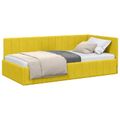 vidaXL Rohový rám postele s čelnou doskou Žltá 90 cm x 190 cm Zamat