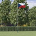 vidaXL Česká vlajka a tyč 6,08 m hliník