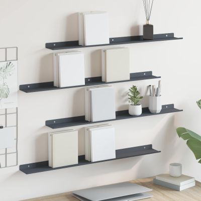 vidaXL Závesná polica Nástenný 4 pcs Antracit 80 x 9 x 2,5 cm Oceľ