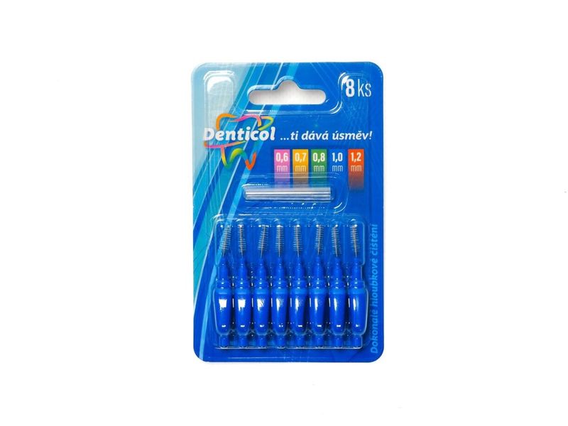 Denticol P01 veľ. 1mm, medzizubná kefka s plochou rukoväťou, 8ks
