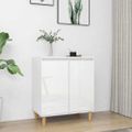 vidaXL Komoda, nohy z masívu, lesklá biela 60x35x70cm kompozitné drevo