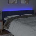 vidaXL Čelo postele s LED modré 163x16x78/88 cm látka