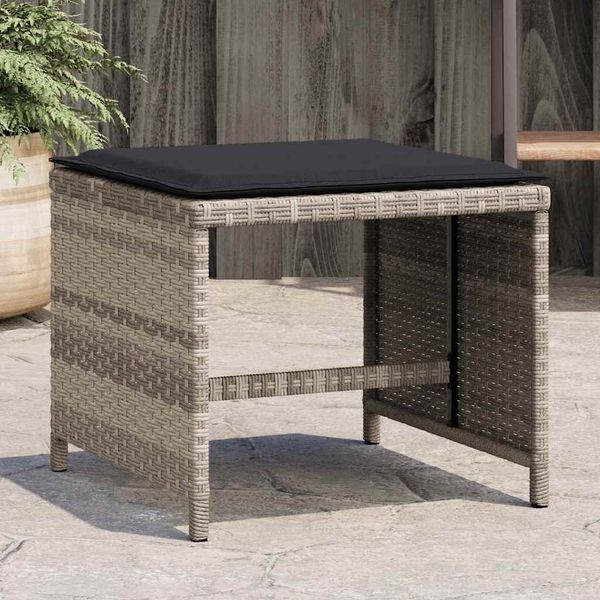 vidaXL Záhradné taburetky vankúše 4ks svetlosivé 41x41x36cm polyratan