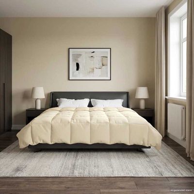 vidaXL Letná prikrývka Šnurovaný Krémová 240 x 260 cm Mikrovlákno