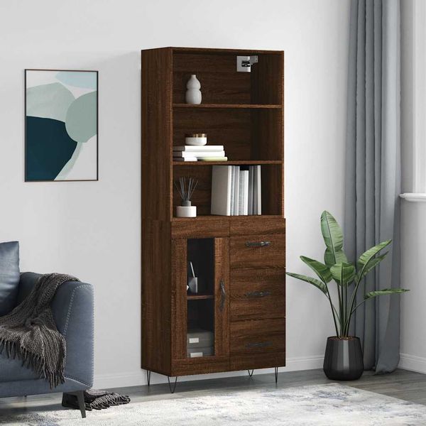 vidaXL Vysoká skrinka hnedý dub 69,5x34x180 cm spracované drevo
