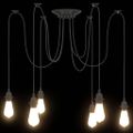 vidaXL Závesná lampa s 6 objímkami E27 čierny kov