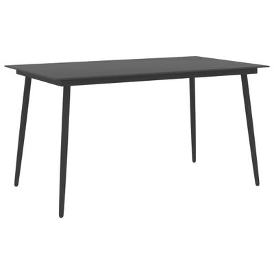 vidaXL Záhradný jedálenský stôl čierny 150x90x74 cm oceľ a sklo