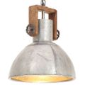 vidaXL Industriálna závesná lampa 25 W strieborná 30 cm okrúhla E27