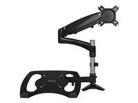 Computer Monitor Stand - Full Motion Articulating - VESA Mount Monitor Desk Mount - Montážna sada (pole clamp, rubber pad, laptop shelf, pružinové rameno, swivel arm, 4 podložky, klipsa pre správu káblov, skrutky, kľúč) - nastaviteľné rameno - pre LCD displej / notebook - hliník - čierna - veľkosť obrazovky: 15"-27" - upevniteľné na stôl