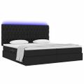 vidaXL LED úložná posteľ s matracom Čierna 200 x 200 cm Látka