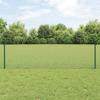 vidaXL Zváraný drôtový plot s podperou 0,6 x 25 m Ocel a PVC Zelená