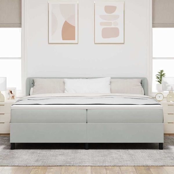 vidaXL Posteľ s pružinovým rámom Svetlosivá 200 x 200 cm Zamat