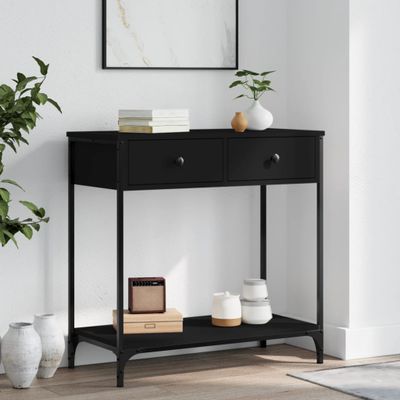 vidaXL Konzolový stolík čierny 75x34,5x75 cm kompozitné drevo