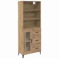 vidaXL Highboard Remeselný dub 69,5 x 34 x 180 cm Kompozitné drevo