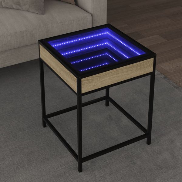 vidaXL Konferenčný stolík s nekonečnými LED dub sonoma 40x40x51 cm