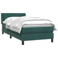 vidaXL Posteľný rám boxsping s matracom tmavozelený 100x210 cm zamat