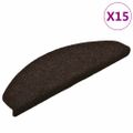 vidaXL Schodové rohože, samolepiace, 15 ks, 65x21x4 cm, tmavohnedé, polkruhové, veľké