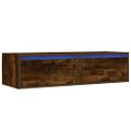 vidaXL TV skrinka s LED, tmavý dub 100X35,5x25 cm