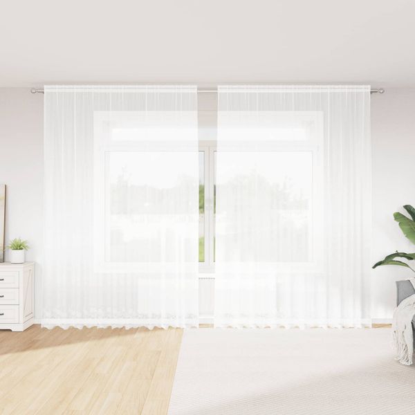 vidaXL Čipková záclona so záclonami Biela 300 x 300 cm Polyester