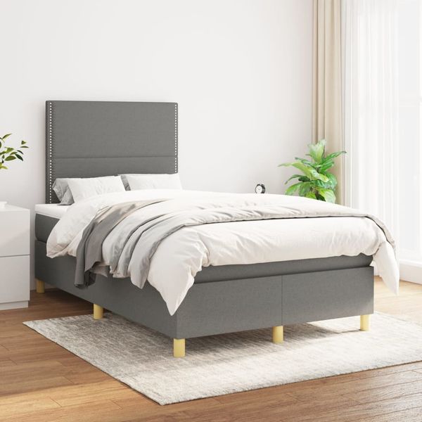 vidaXL Boxspring posteľ s matracom tmavosivý 120x200 cm látka