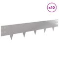 vidaXL Obrubník trávnika 10 ks 100 x 20 cm Oceľ Strieborná