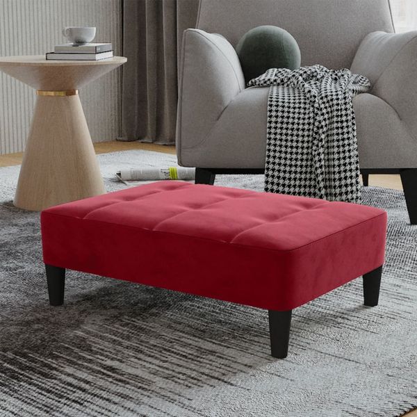 vidaXL Podnožka vínovo-červená 78x56x32 cm zamatová