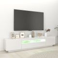 vidaXL TV skrinka s LED svetlami lesklá biela 200x35x40 cm