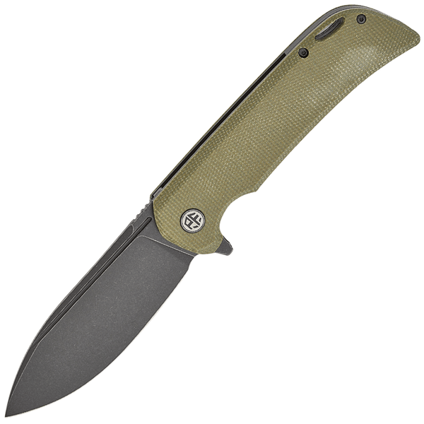 Petrified Fish PFB05GRMDW Tunny vreckový nôž 9,8 cm, Black Stonewash, zelená, Micarta