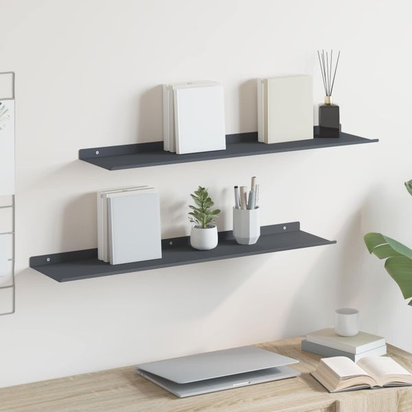 vidaXL Závesná polica Nástenný 2 pcs Antracit 80 x 18 x 2,5 cm Oceľ