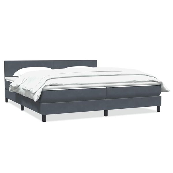 vidaXL Box Spring Posteľ s matracom tmavošedá 200x210 cm Zamat