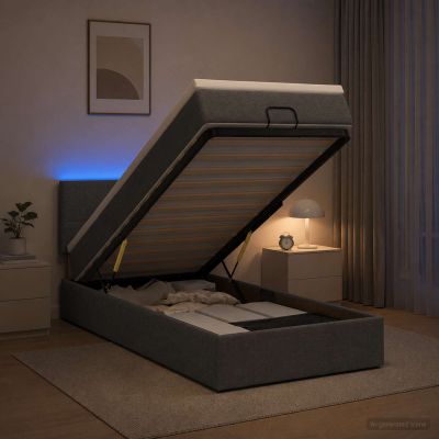 vidaXL Ottoman posteľ s matracom a LED Tmavosivá 80 x 200 cm Látka