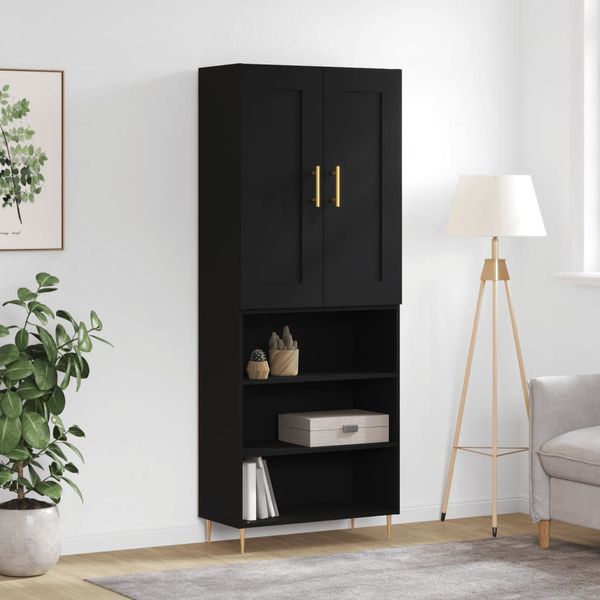 vidaXL Vysoká skrinka čierna 69,5x34x180 cm spracované drevo