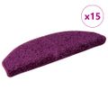 vidaXL Schodové rohože 15 ks 65x21x4 cm fialové polkruhové veľké
