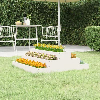 vidaXL Kvetináč biely 80x80x27 cm borovicový masív