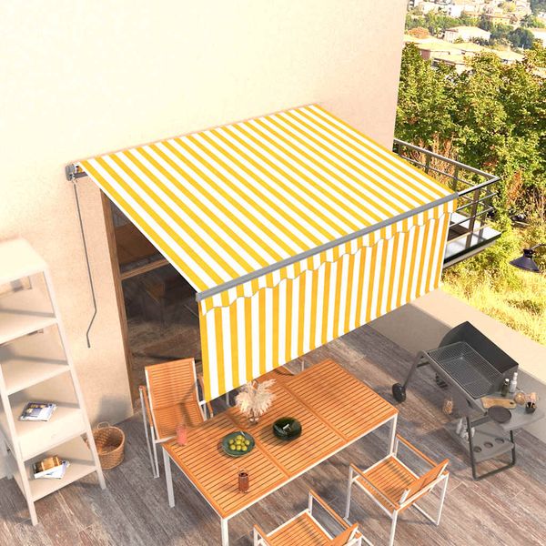 vidaXL Ručne zaťahovacia markíza s tienidlom 3,5x2,5 m žlto-biela