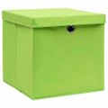 vidaXL Úložné boxy s vekom 4 ks, 28x28x28 cm, zelené